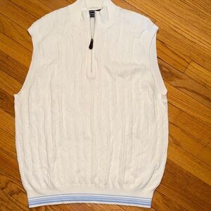 Paul Fredrick White Zip-Up Sweater Vest
